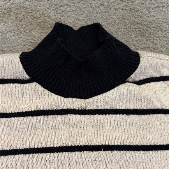 Zara Black and Cream Striped Turtleneck Sweater - Picture 7 of 7